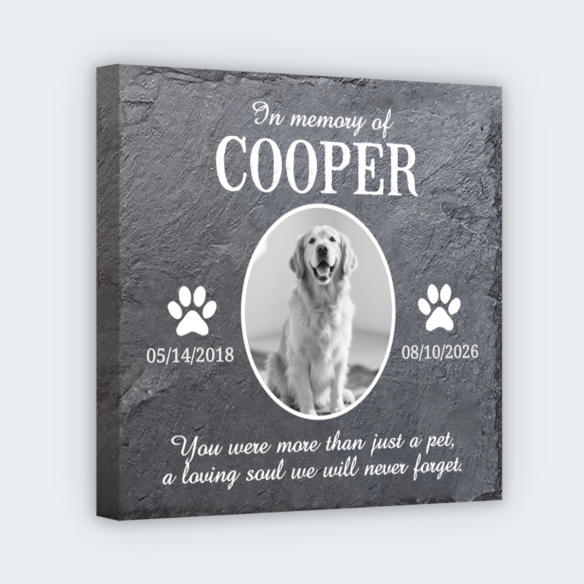 Personalized Pet Memorial Square Canvas - Custom Photo Gift for Dog & Cat Loss