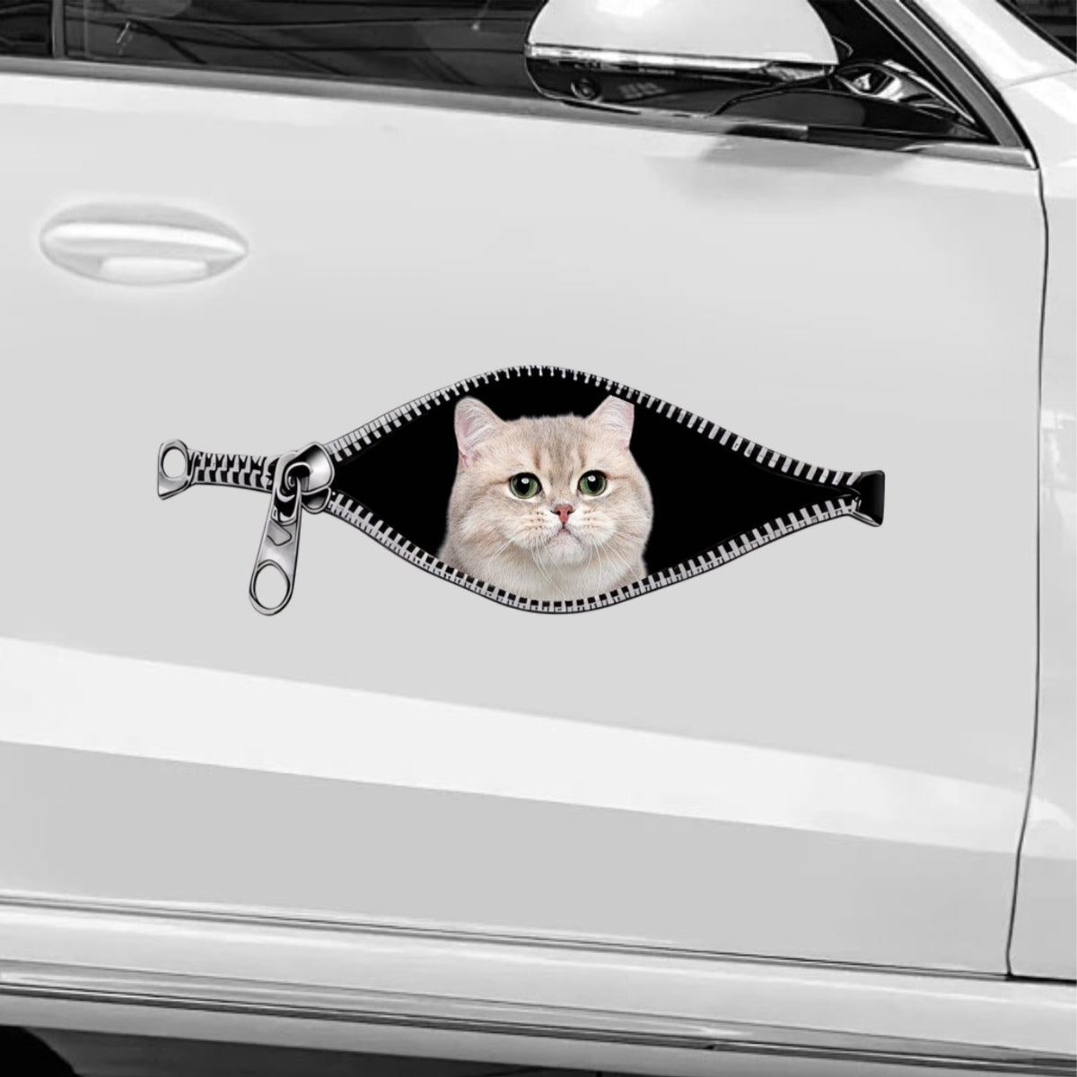 Custom Cat Zipper Car Decal - Personalized Sticker Gift for Cat Lovers