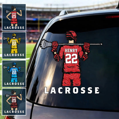 Personalized Lacrosse Car Decal - Custom Name and Jersey Number for Fans and Players
