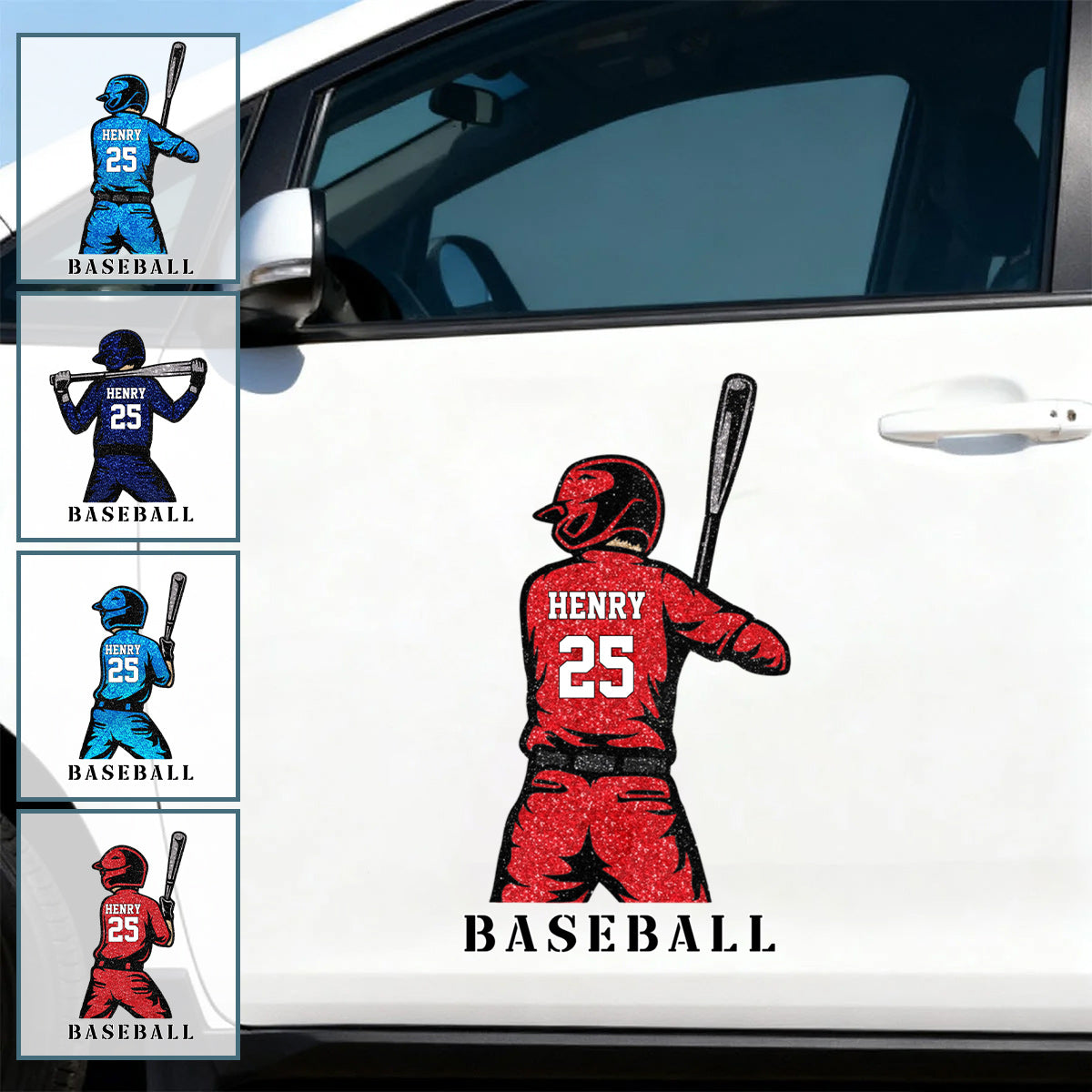 Personalized Baseball Car Decal - Custom Name and Jersey Number for Fans and Players