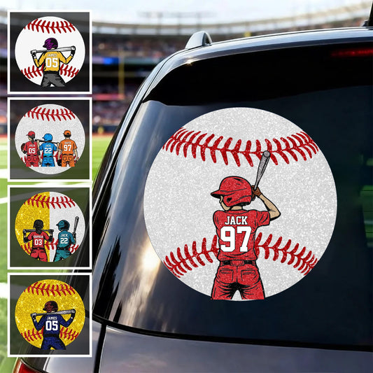 Personalized Baseball Car Decal - Custom Name and Jersey Number for Fans and Players