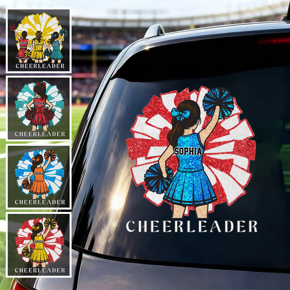 Custom Cheerleader Sticker - Personalized Name Gift for Cheerleading Lovers