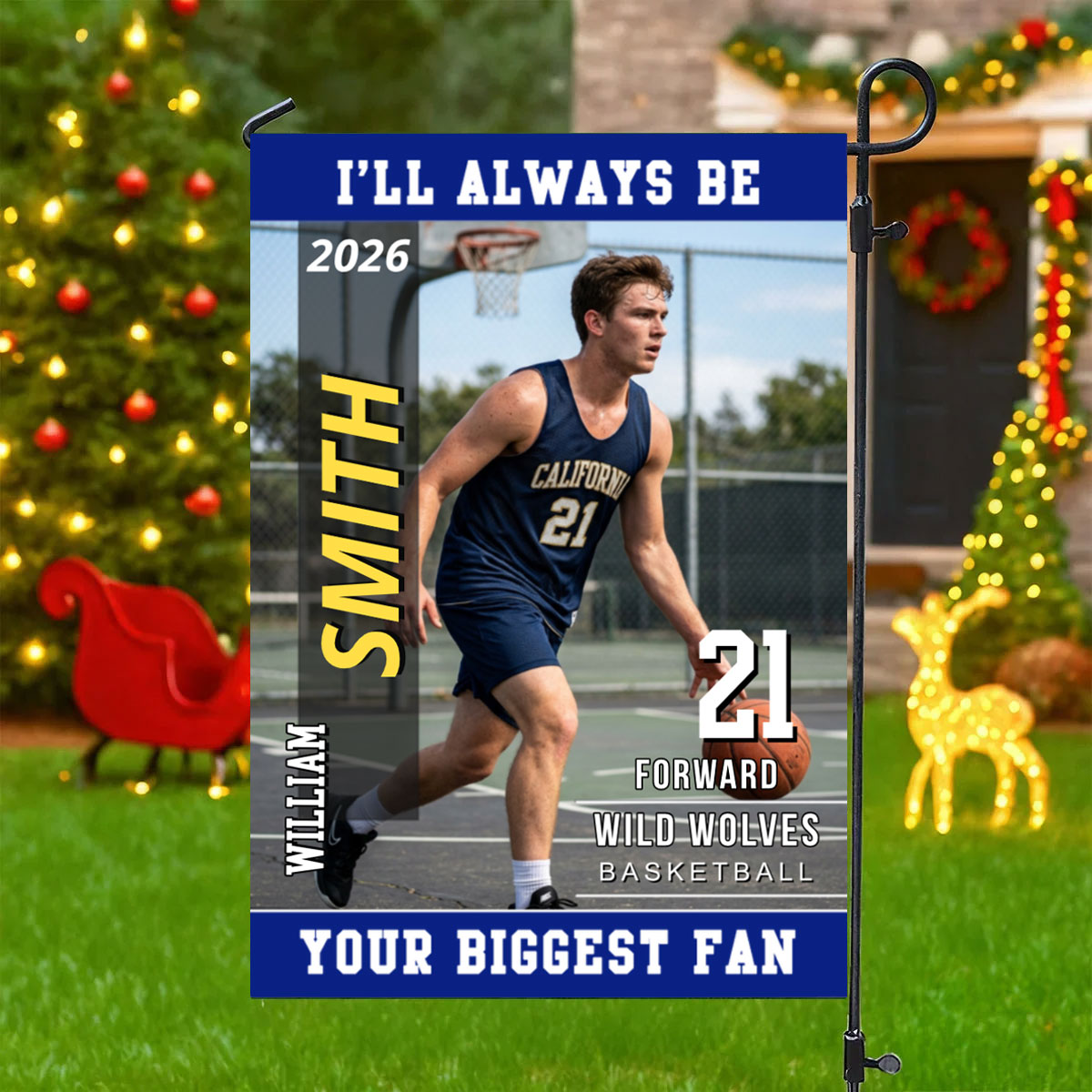 "I’ll Always Be Your Biggest Fan" Personalized Garden Flag - Custom Photo Gift for Players