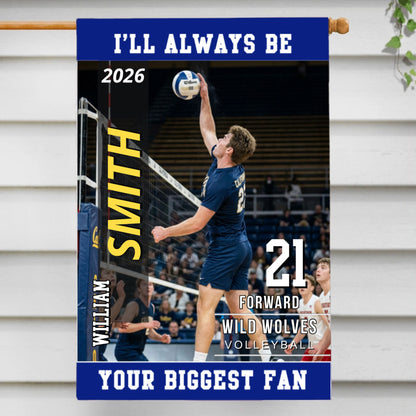 "I’ll Always Be Your Biggest Fan" Personalized Garden Flag - Custom Photo Gift for Players