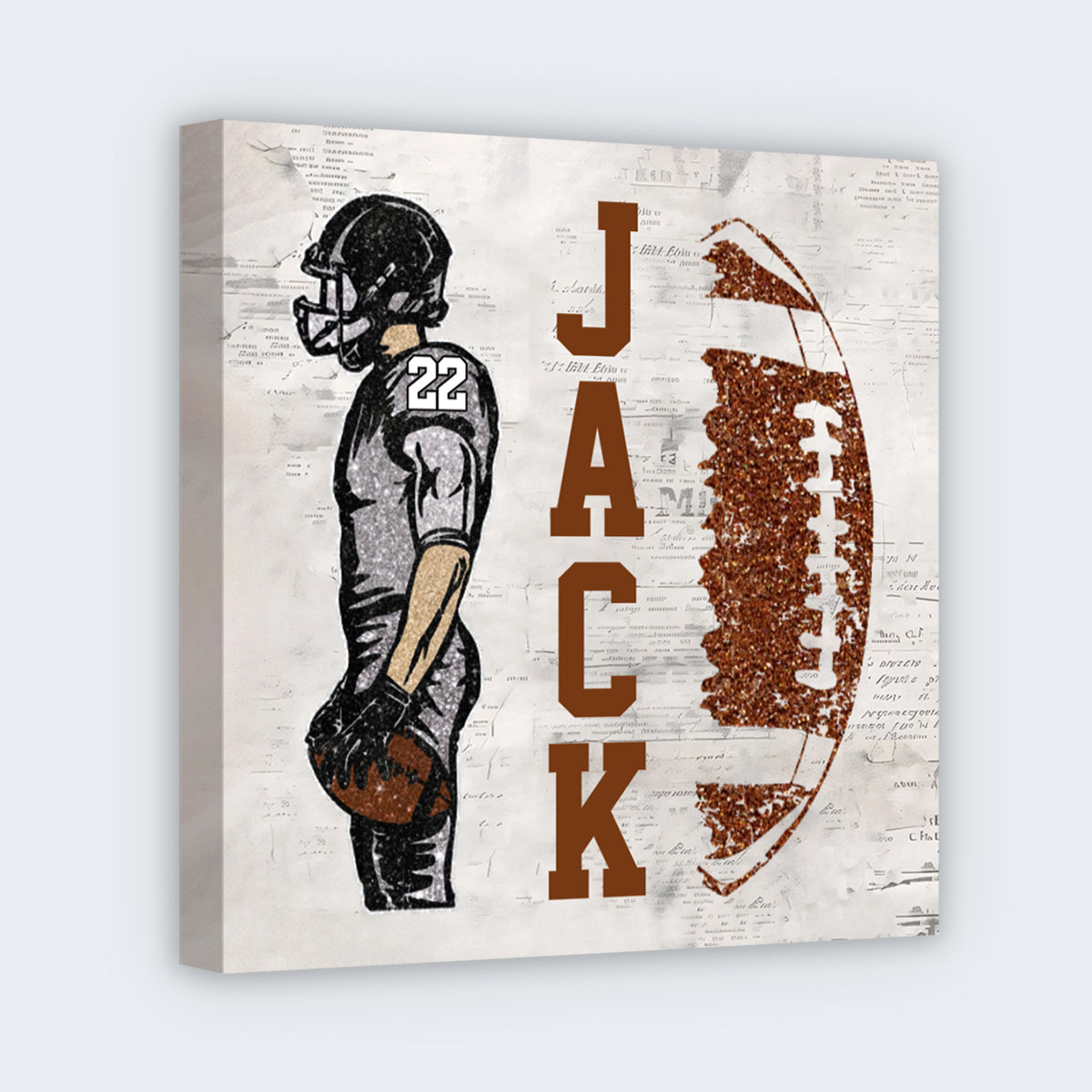 Custom Football Player Square Canvas - Personalized Football Name & Number Gift