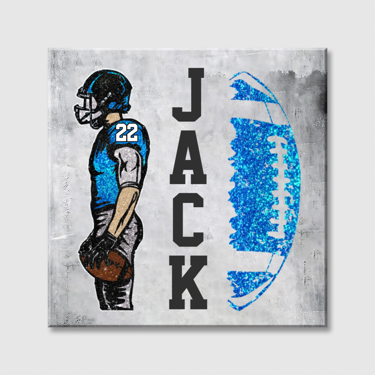 Custom Football Player Square Canvas - Personalized Football Name & Number Gift