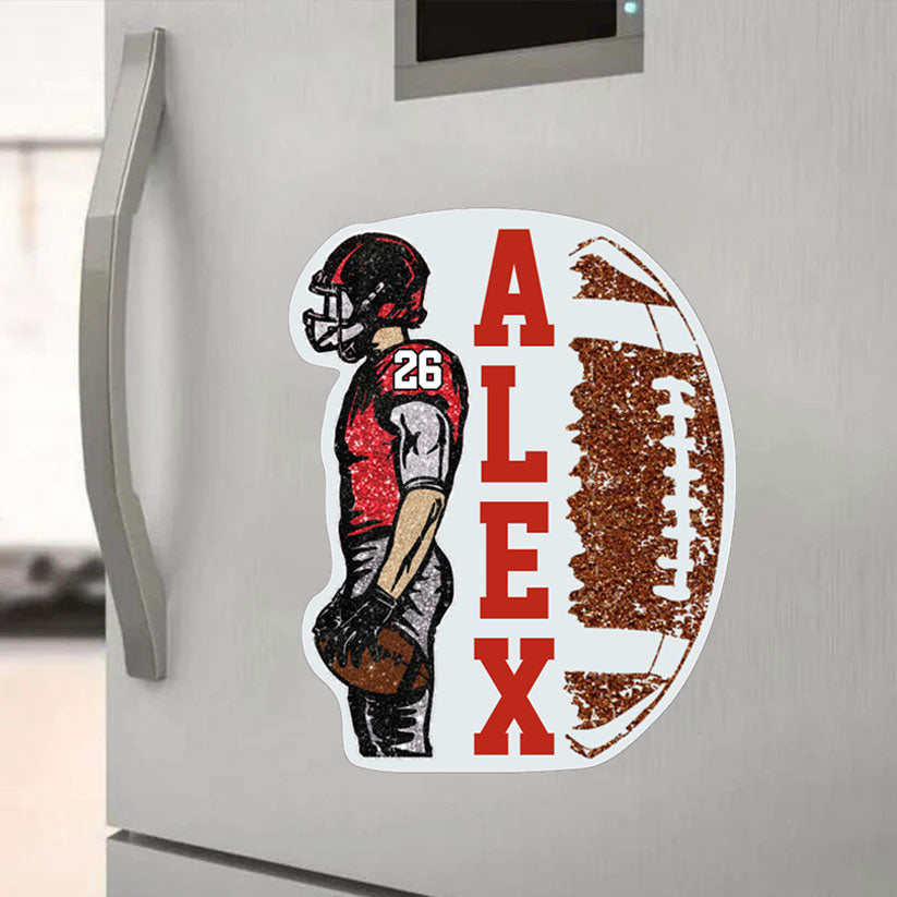 Custom Football Magnetic Sticker, Personalized Name & Number Decal for Football Fans, Team Gift