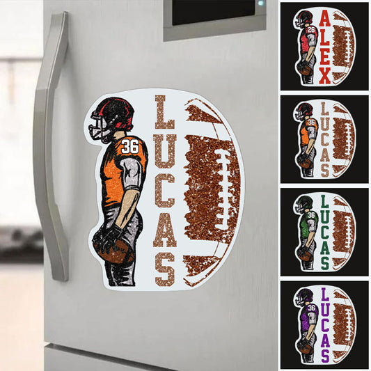 Custom Football Magnetic Sticker, Personalized Name & Number Decal for Football Fans, Team Gift