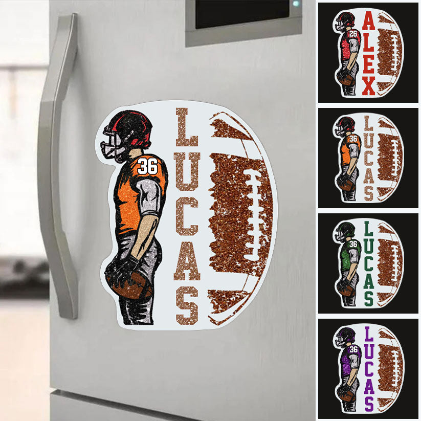 Custom Football Magnetic Sticker, Personalized Name & Number Decal for Football Fans, Team Gift