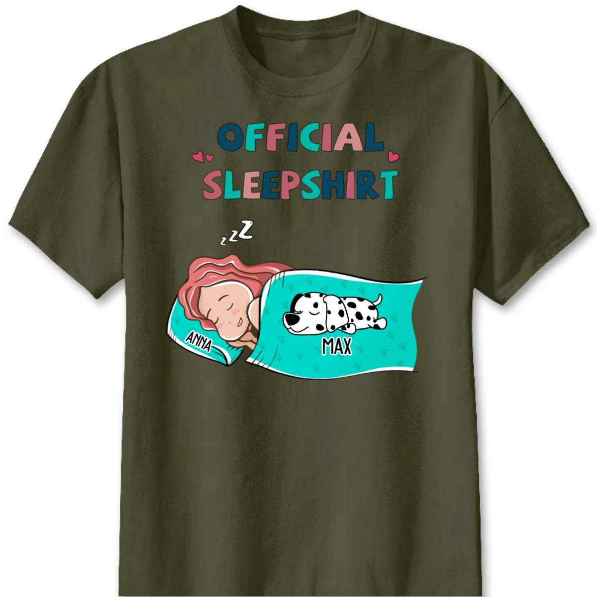 Official Sleepshirt Personalized Dog Lover Shirt - Custom Pet Sleeping Tee Gift