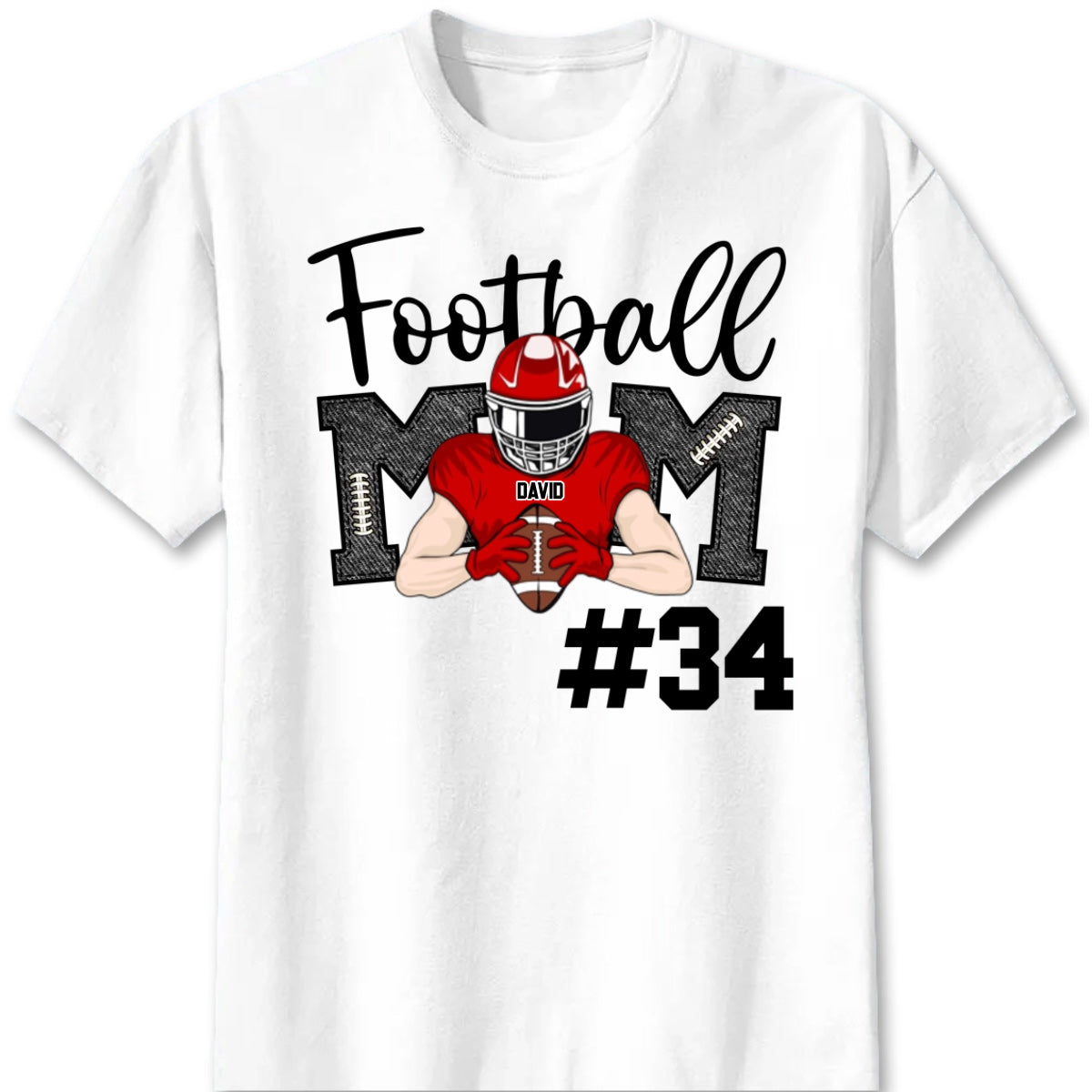Custom Football Mom T-Shirt - Personalized Football Team Graphic Tee Hoodie for Mom