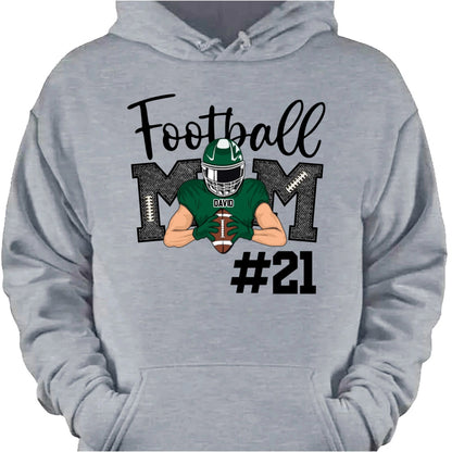 Custom Football Mom T-Shirt - Personalized Football Team Graphic Tee Hoodie for Mom