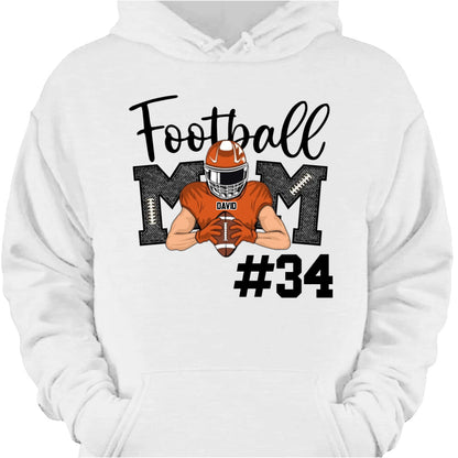 Custom Football Mom T-Shirt - Personalized Football Team Graphic Tee Hoodie for Mom