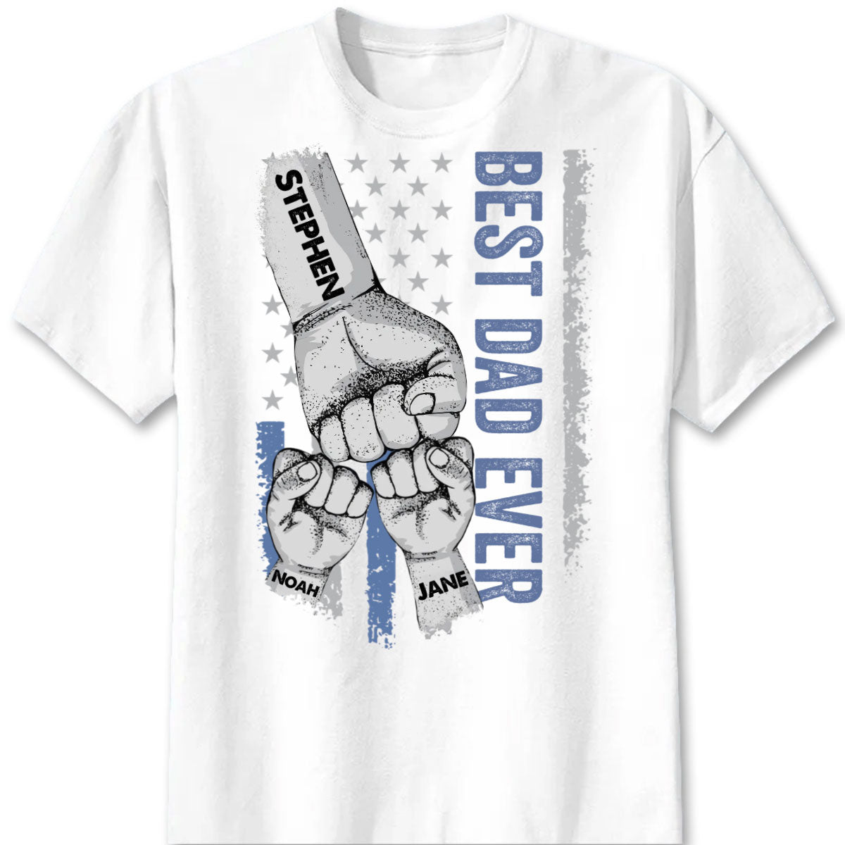 "Best Dad Ever" Fist Bump Personalized Shirt - Custom Name T-Shirt for Dad, Husband & Grandpa