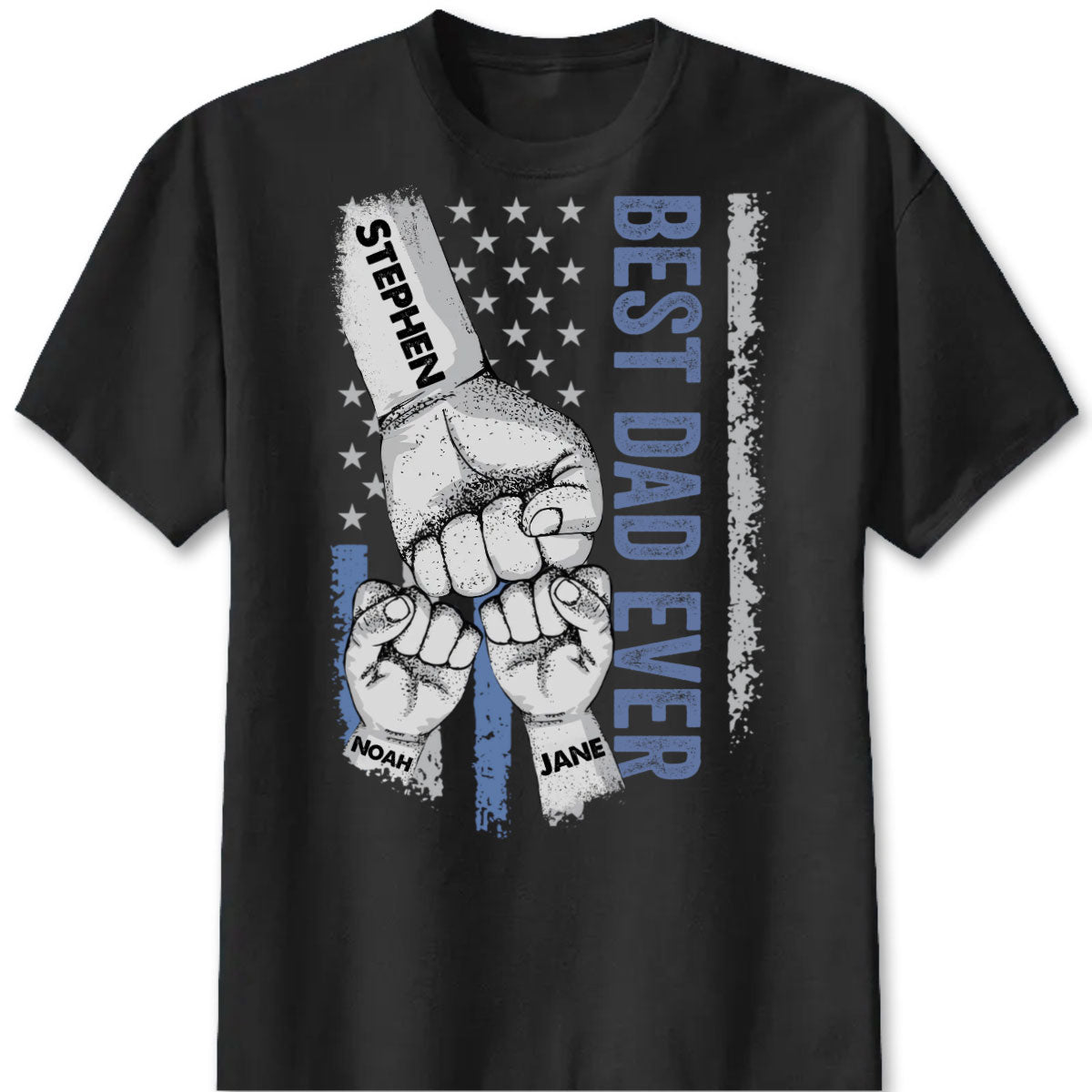 "Best Dad Ever" Fist Bump Personalized Shirt - Custom Name T-Shirt for Dad, Husband & Grandpa