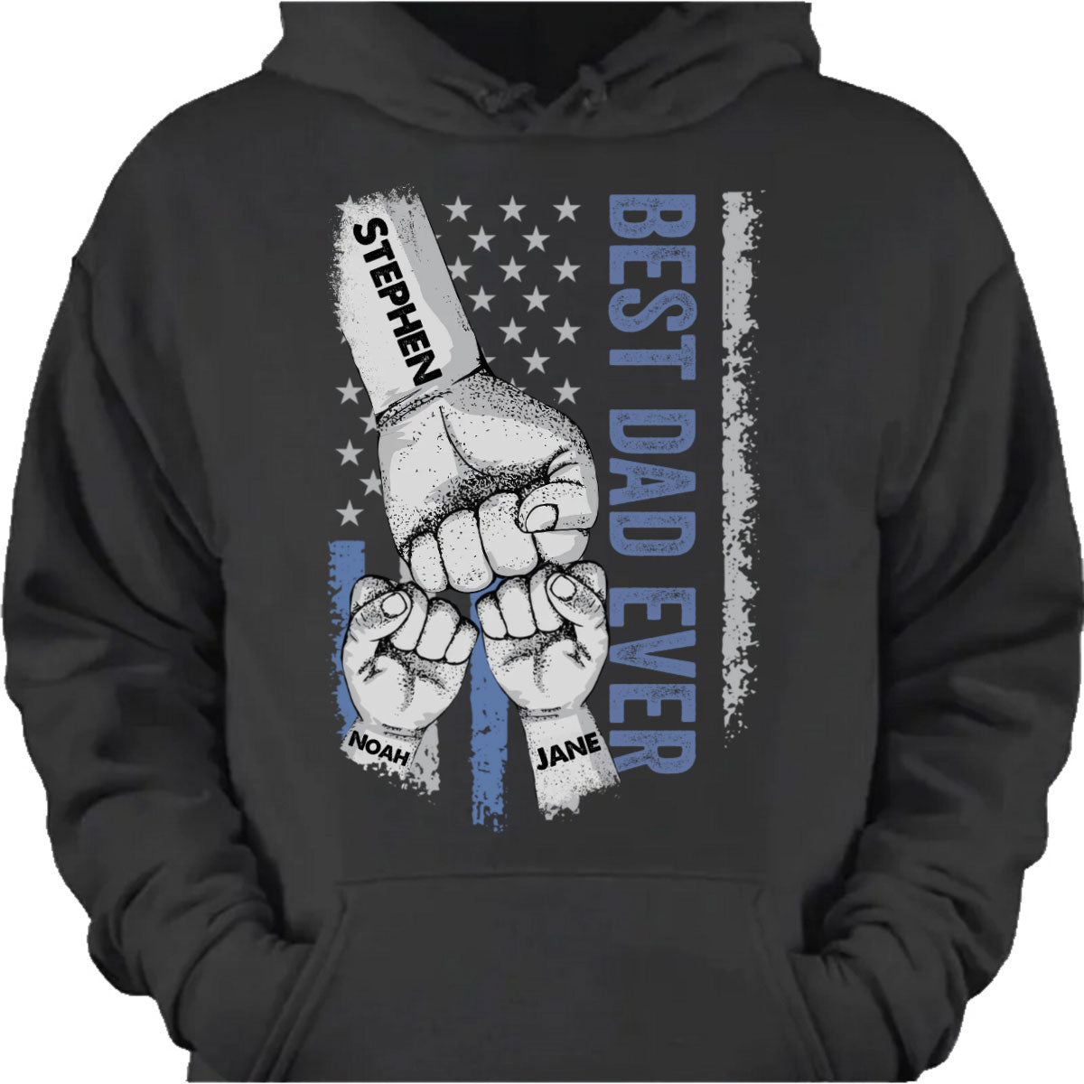 "Best Dad Ever" Fist Bump Personalized Shirt - Custom Name T-Shirt for Dad, Husband & Grandpa