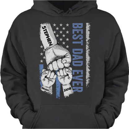 "Best Dad Ever" Fist Bump Personalized Shirt - Custom Name T-Shirt for Dad, Husband & Grandpa