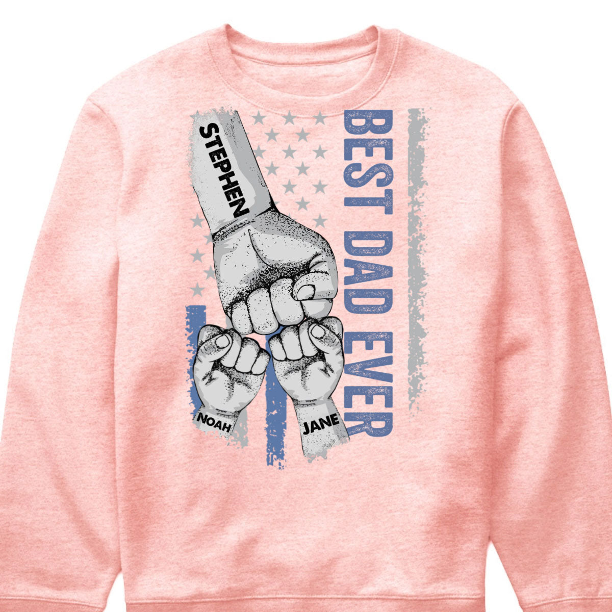 "Best Dad Ever" Fist Bump Personalized Shirt - Custom Name T-Shirt for Dad, Husband & Grandpa