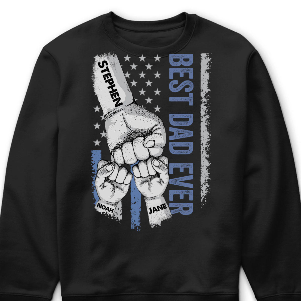 "Best Dad Ever" Fist Bump Personalized Shirt - Custom Name T-Shirt for Dad, Husband & Grandpa