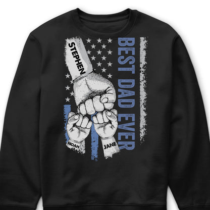 "Best Dad Ever" Fist Bump Personalized Shirt - Custom Name T-Shirt for Dad, Husband & Grandpa