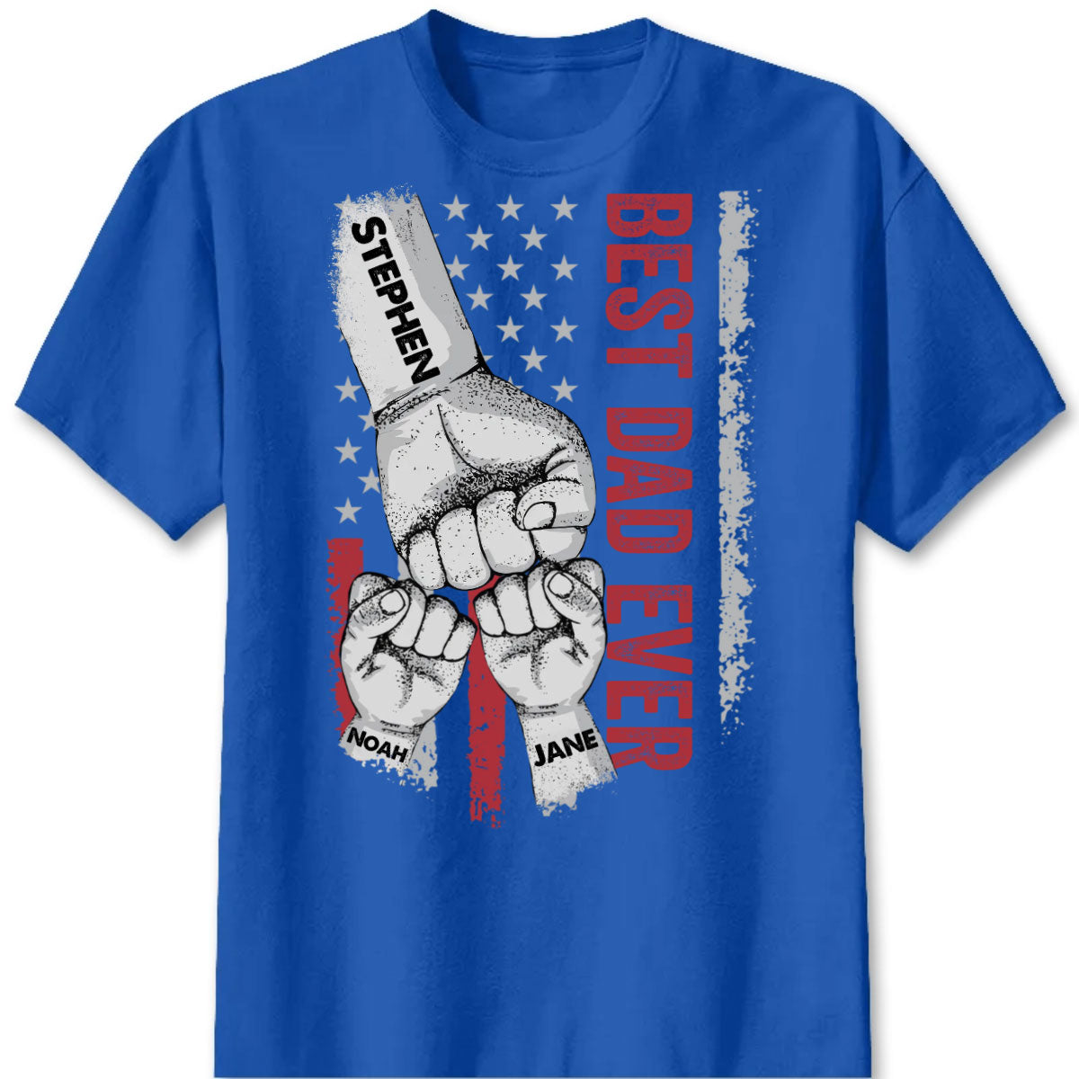 "Best Dad Ever" Fist Bump Personalized Shirt - Custom Name T-Shirt for Dad, Husband & Grandpa