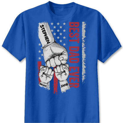 "Best Dad Ever" Fist Bump Personalized Shirt - Custom Name T-Shirt for Dad, Husband & Grandpa