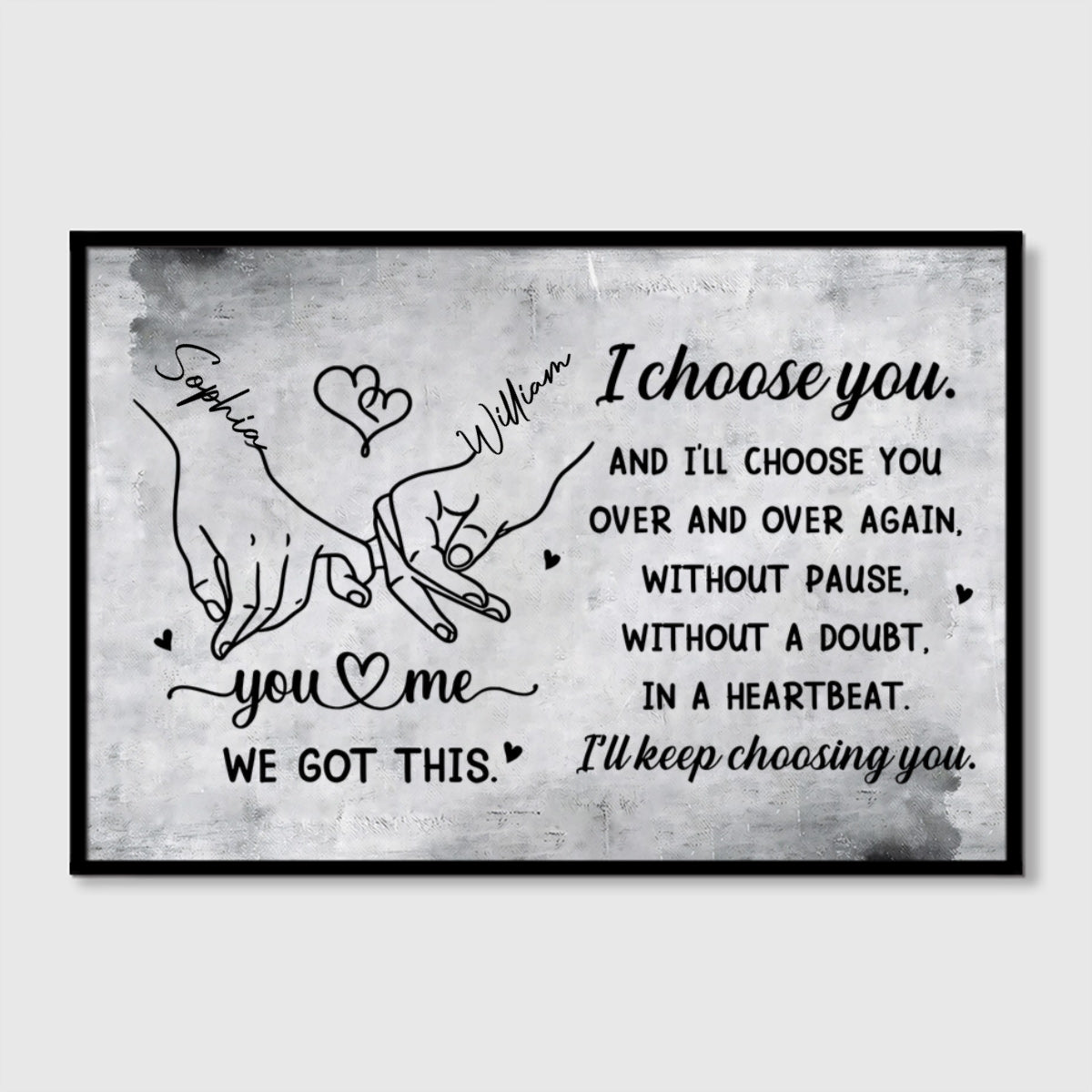 "I Choose You Over and Over" Custom Canvas / Poster – Personalized Anniversary Gift for Couples