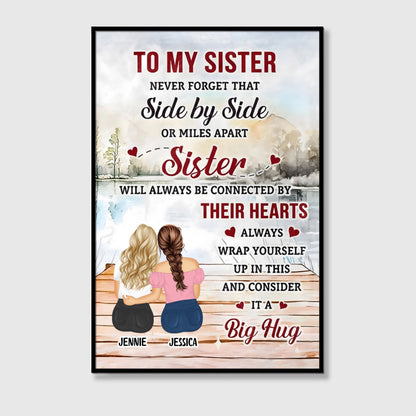 Side by Side or Miles Apart” Sister Canvas / Poster – Custom Wall Art Gift for Best Friends