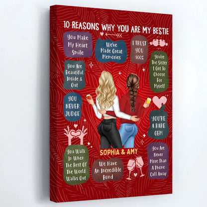 Personalized '10 Reasons Why You Are My Bestie' Custom Canvas / Poster Gift