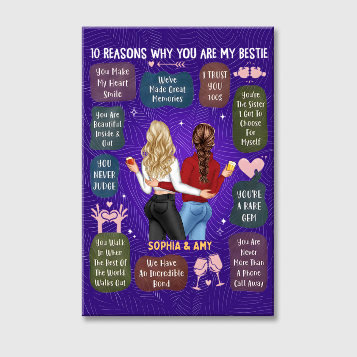 Personalized '10 Reasons Why You Are My Bestie' Custom Canvas / Poster Gift