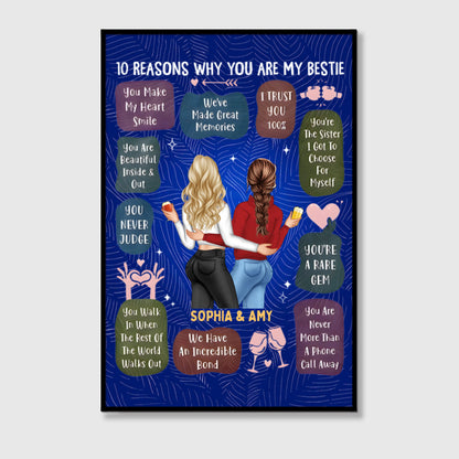 Personalized '10 Reasons Why You Are My Bestie' Custom Canvas / Poster Gift