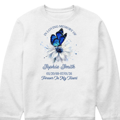 Forever In My Heart Memorial Butterfly Shirt - Personalized Remembrance Keepsake Tee for Family