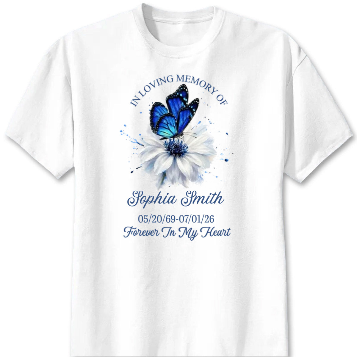Forever In My Heart Memorial Butterfly Shirt - Personalized Remembrance Keepsake Tee for Family