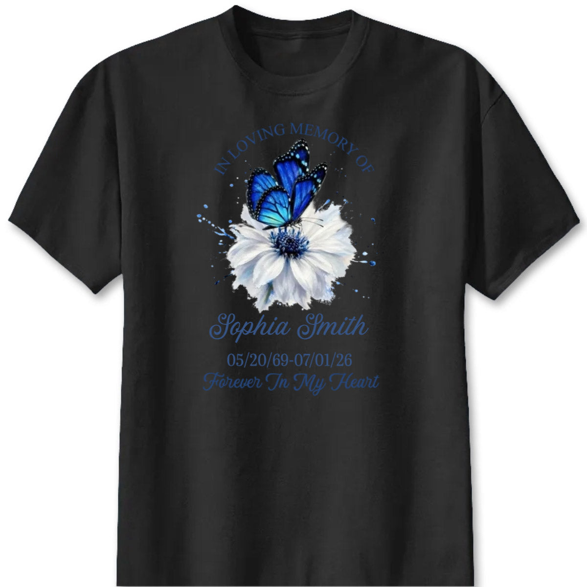 Forever In My Heart Memorial Butterfly Shirt - Personalized Remembrance Keepsake Tee for Family