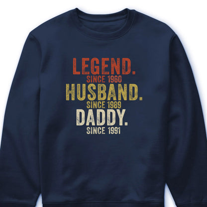 Legend Husband Daddy Grandpa Personalized Shirt - Custom Year Tee Hoodie for Grandpa
