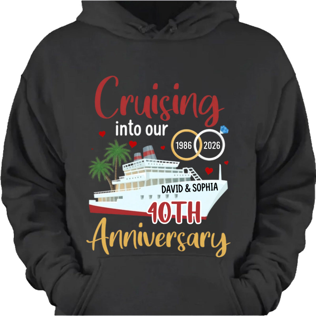 "Cruising Into Our Anniversary" Personalized Cruise T-Shirt - Custom Gift for Couples