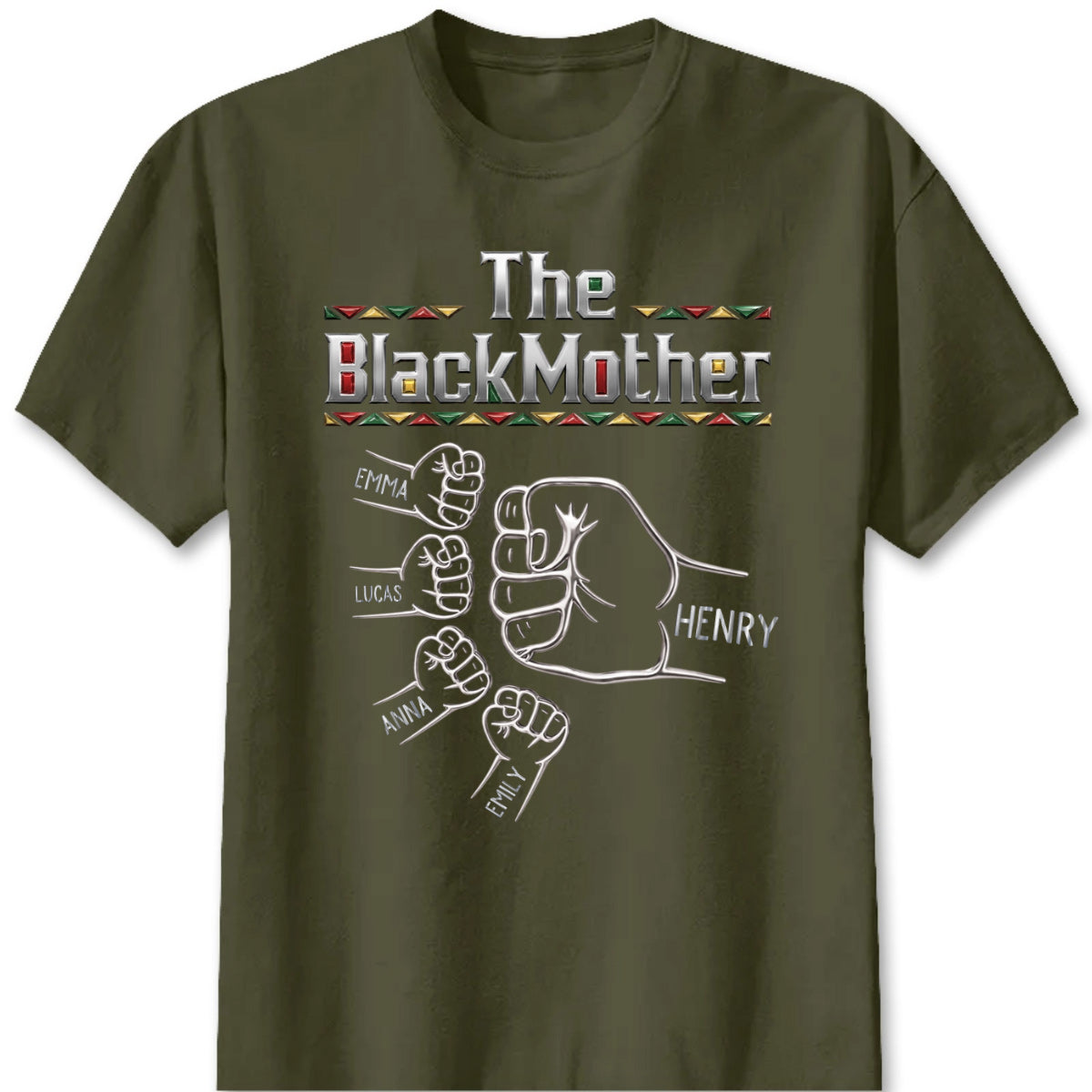 The Black Father Fist Bump Personalized T-Shirt - Custom Family Gift for Dad