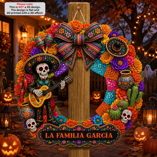 Personalized Mariachi Skeleton Wood Sign - Custom Hispanic Heritage Decor & Wall Art Gift