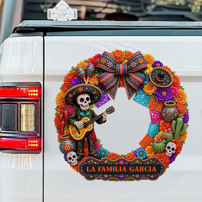 Personalized Mariachi Skeleton Car Decal - Custom Hispanic Heritage Sticker Decor Gift