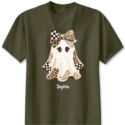 Cute Custom Ghost Halloween T-Shirt - Personalized Fall Shirt for Her