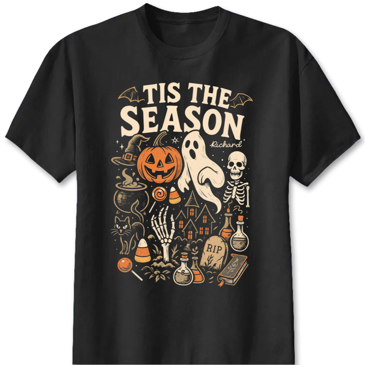 Tis The Season Personalized Halloween Shirt - Custom Ghost Pumpkin Apparel for Family