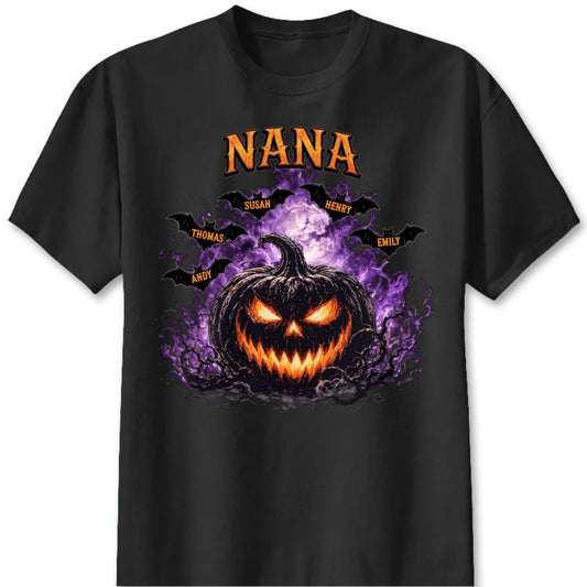 Spooky Pumpkin Grandma Personalized T-Shirt / Hoodie - Custom Grandkids Halloween Gift