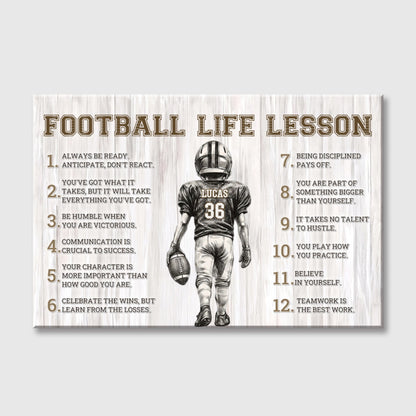 Personalized American Football Life Lessons Poster / Canvas - Custom Name Gift for Football Lovers