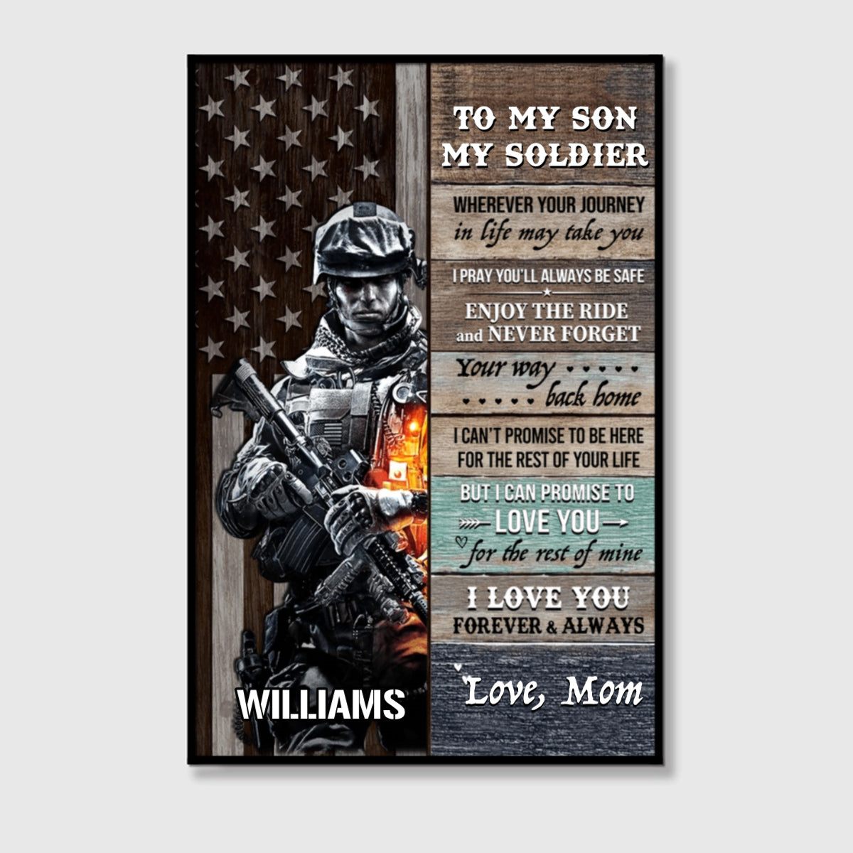 To My Soldier, I Love You Forever And Always - Custom Poster / Canvas Gift for Military Parents