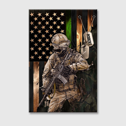 Personalized American Rustic Flag Canvas / Poster - Custom Military Veteran Gift