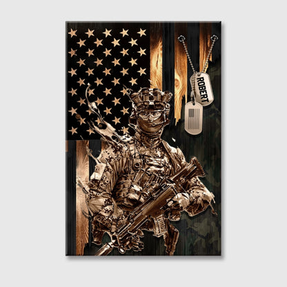 Personalized American Rustic Flag Canvas / Poster - Custom Military Veteran Gift