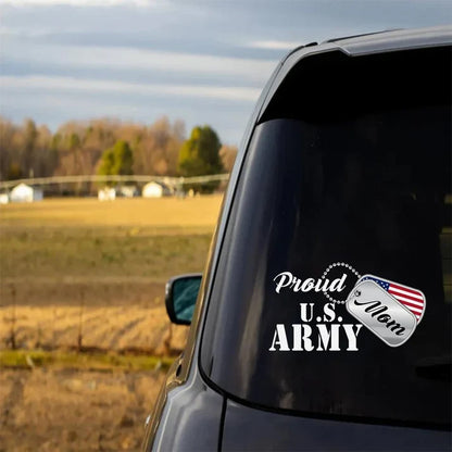 Proud U.S. Army Mom Dog Tags Car Decal - Custom Military Family Window Sticker