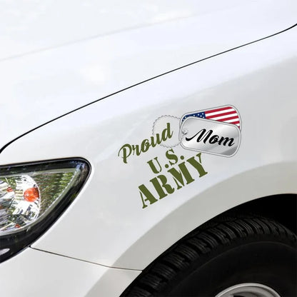 Proud U.S. Army Mom Dog Tags Car Decal - Custom Military Family Window Sticker