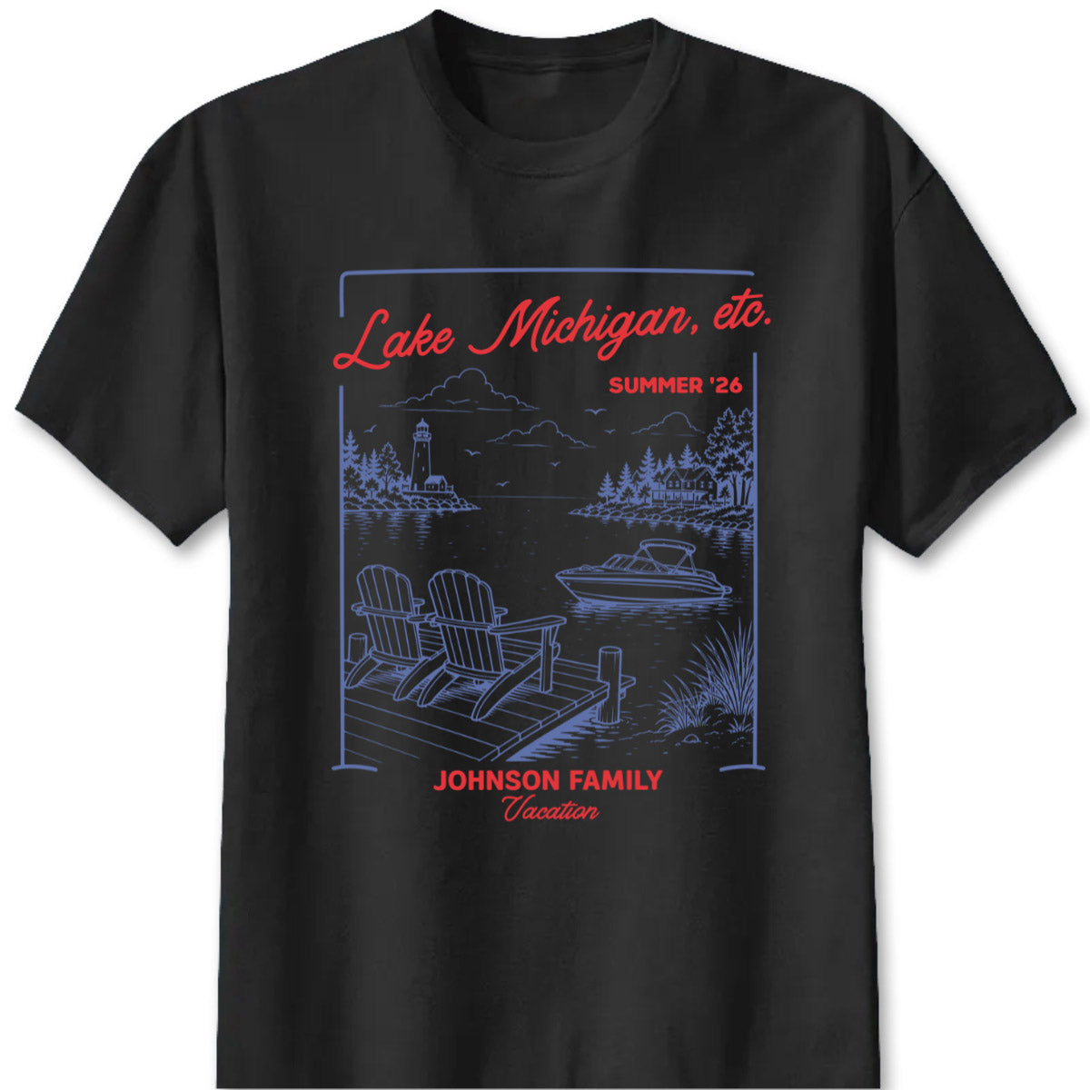Lake Michigan Summer 26 Personalized Vacation T-Shirt - Custom Family Trip Graphic Tee & Gift