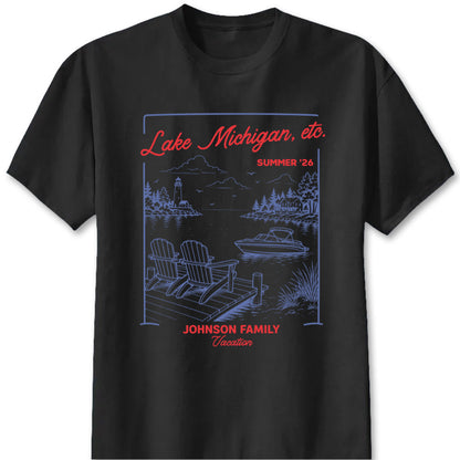 Lake Michigan Summer 26 Personalized Vacation T-Shirt - Custom Family Trip Graphic Tee & Gift